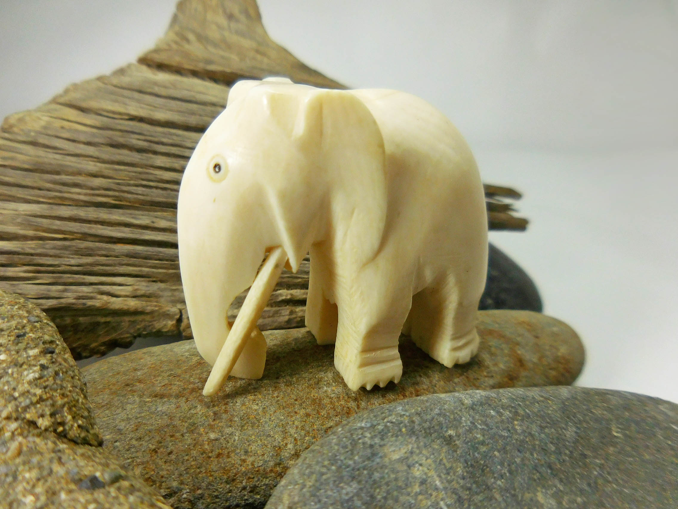 Hand Carved Pre Ban Ivory Fat Little Elephant Figurine